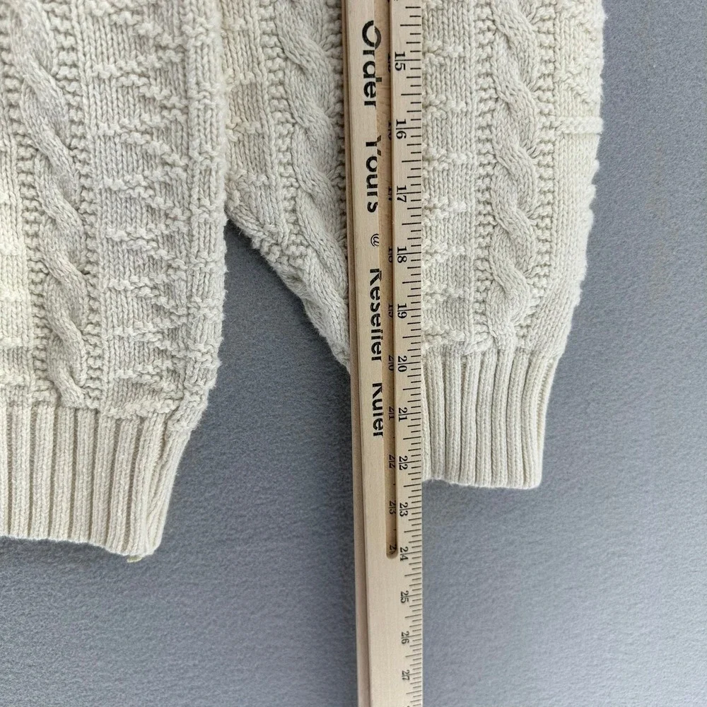 VTG Windsor Shirt Company Cream Cable Knit Tree Motif Sweater SZ L 1990s Cosby - Picture 6 of 8